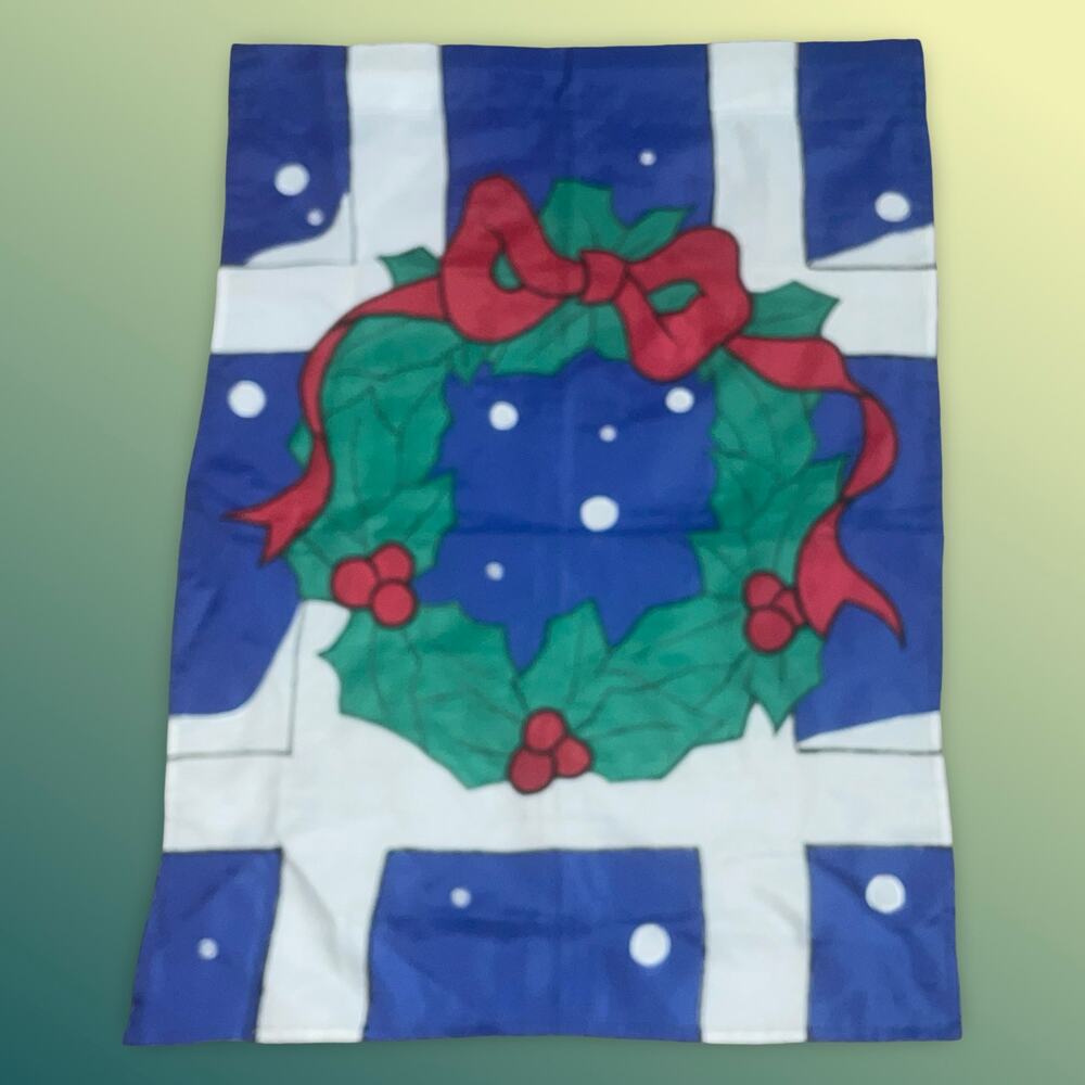 Christmas Wreath Garden Flag Holiday Winter Outdoor Decor 28x39 Festive Yard